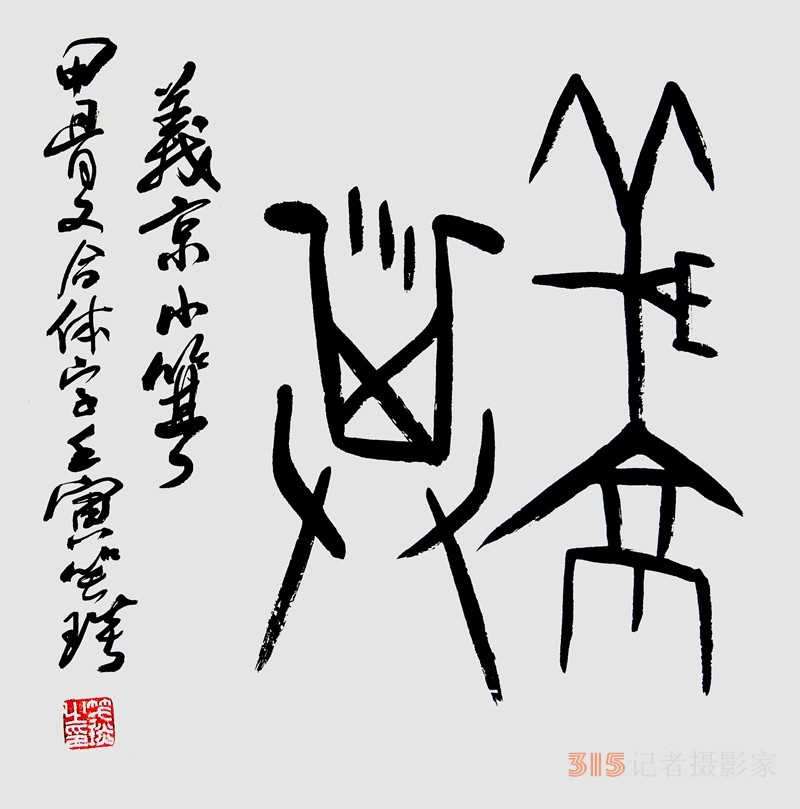 笑琰（靳新國(guó)）甲骨文合體字書(shū)法欣賞